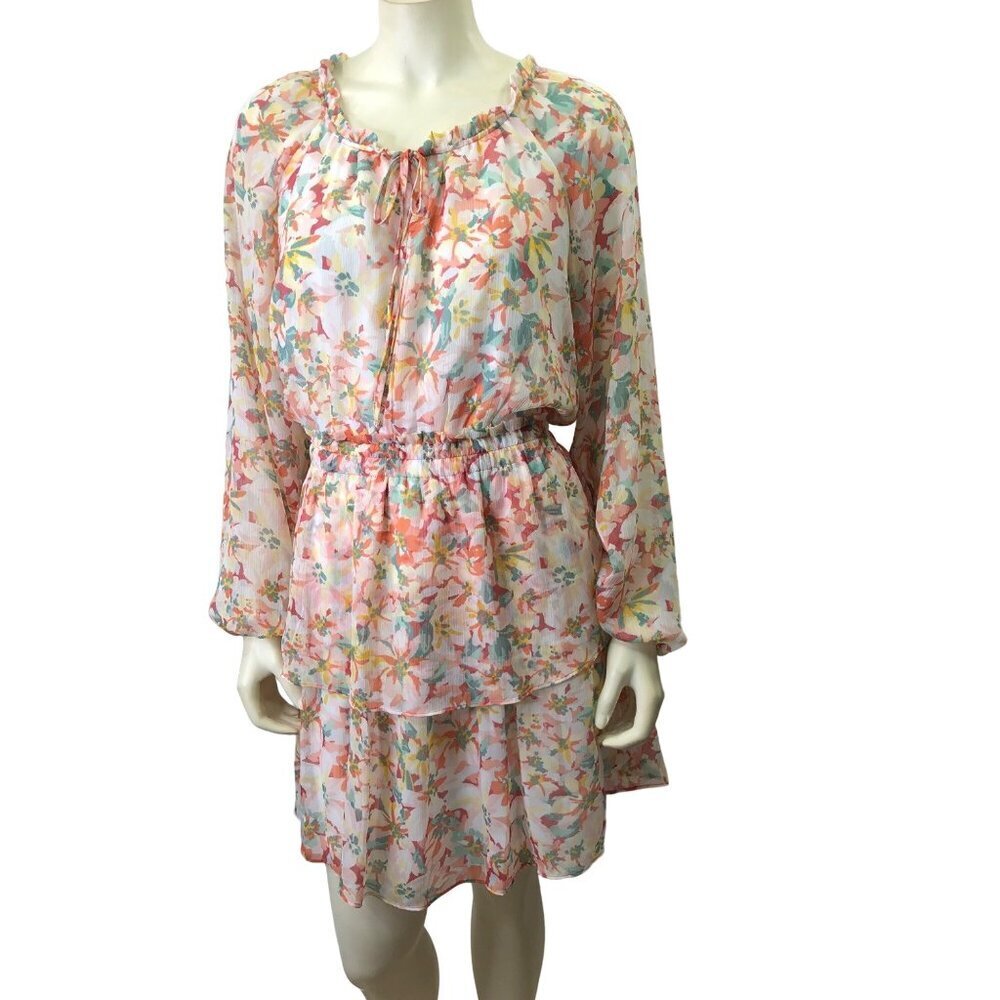 LC Lauren Conrad Long Sleeve Mini Peasant‎ Dress LG